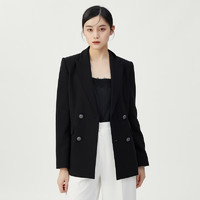 哥弟【GD】质感通勤风双排扣设计西装西服外套女1400616 黑 XL(5码)