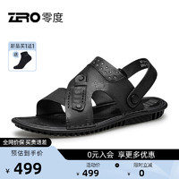 零度Zero男鞋手工缝制凉拖鞋防滑耐磨透气沙滩凉鞋 黑色 39