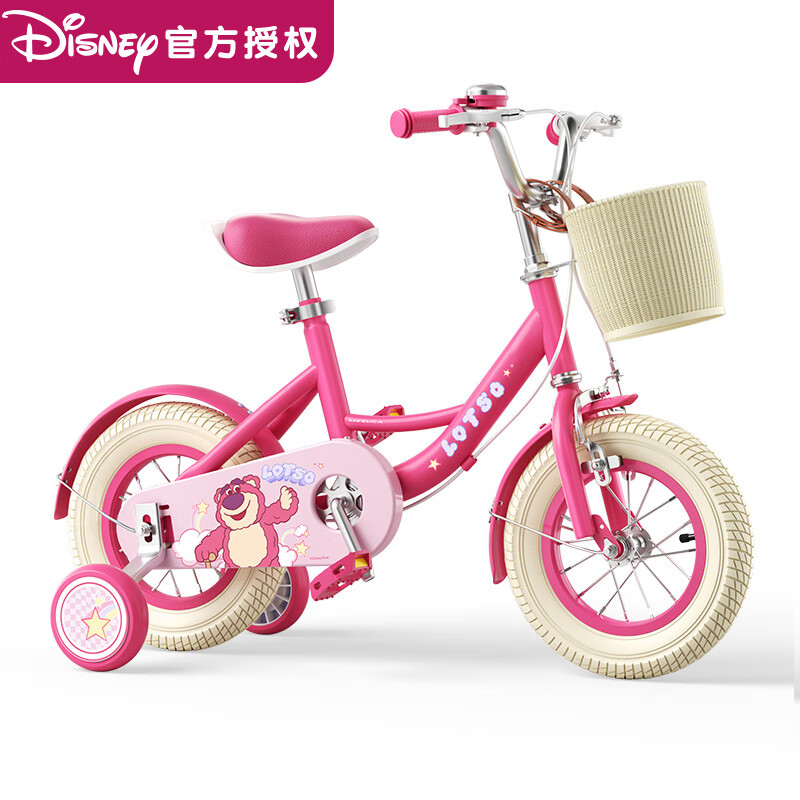 MESUCAx迪士尼联名儿童自行车小孩单车6-10岁脚踏车女童自行车 迪士尼-草莓熊+辅助轮 16寸 身高100-120cm