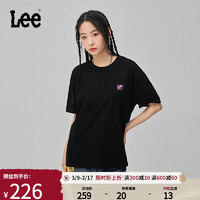 Lee24春季舒适版烫金字母印花男友风女短袖T恤潮LWT0082154LE 黑色 XS