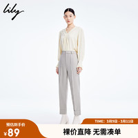 LILY春女装通勤款百搭时尚气质修身西装裤女 501灰色 L