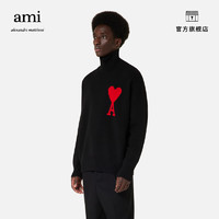 AMIPARIS男士经典款爱心款红色爱心宽松高领套头保暖羊毛衫针织衫毛衣 001黑色 M