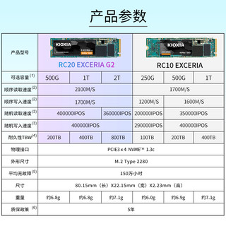 KIOXIA 铠侠 固态硬盘RC20 M.2接口 TLC颗粒 1TB+散热套件