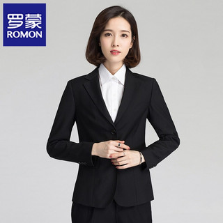 ROMON 罗蒙 西服套装女士职业装韩版修身单西正装商务OL女式面试工作通勤西装外套 黑色 XL套装