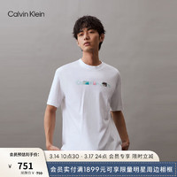 Calvin Klein Jeans24春夏男士时尚图案字母印花纯棉宽松短袖T恤J325195 YAF-月光白 L