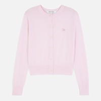 MAISON KITSUNÉ 小狐狸刺绣贴布樱花粉羊毛开衫