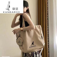 KANGAROO 袋鼠 韩版新款女大容量托特包时尚防水购物袋单肩手提子母包 黑色
