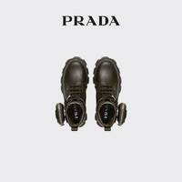 PRADA 普拉达 女士 Monolith皮革和尼龙中筒靴靴子 军绿色 37.5