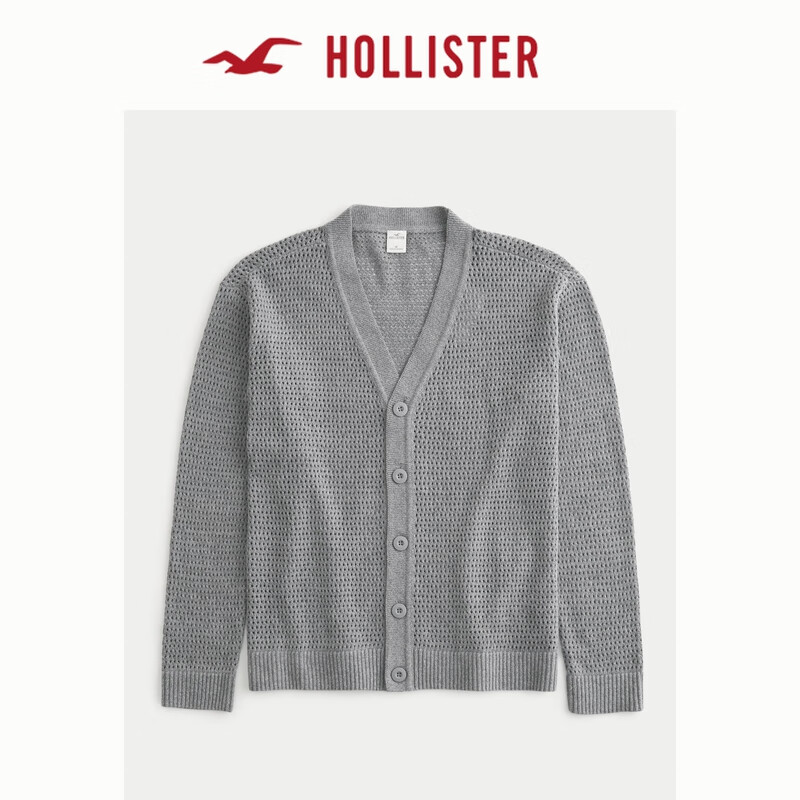 HOLLISTER24春夏新款休闲款宽松针织衫镂空编织开衫男 356693-1