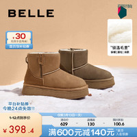 BeLLE 百丽 保暖舒适雪地靴女23冬季潮流短靴B1729DD3 棕色 34