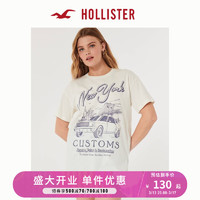 HOLLISTER24春夏修身复古印花美式风休闲短袖T恤 女 355976-1 白色 XS (160/84A)