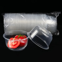 家用餐具一次性圆形塑料碗筷套装汤碗饭盒筷子快餐盒打包食品级