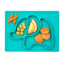 NUBY（努比）宝宝硅胶餐盘卡通吸盘分格一体式儿童学吃饭防摔辅食碗 大象