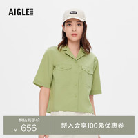 AIGLE 艾高 2023年春季新品女士速干吸湿排汗凉爽透汽户外短袖衬衫 苹果绿 AG923 40(170/92A)
