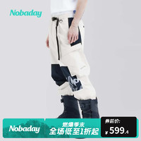 NOBADAY ×零夏滑雪裤单板男女同款宽松防水透气保暖雪裤长裤 乳白色 XL