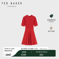 Ted Baker2024春季女士翻领短袖纹理针织短款连衣裙274478A 红色 0