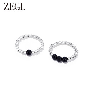 ZENGLIU ZEGL黑玛瑙925纯银戒指女小众设计指环2024年新款简约时尚食指戒