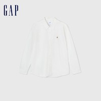 Gap男女装2024春季纯棉刺绣小熊logo长袖衬衫简约上衣890975