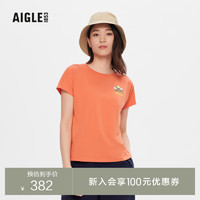 AIGLE 艾高 2023年夏季新品AAS23WTSH016女士DFT速干吸湿排汗T恤 鲑鱼粉 AH775 S(160/84A)