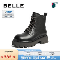 BeLLE 百丽 户外酷飒马丁靴女23冬季潮流时尚短筒靴加绒A6W1DDD3 黑色-毛里 34