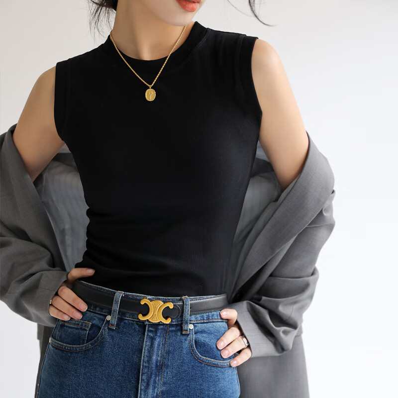 莫代尔小圆领基础背心吊带女打底百搭内搭无袖可外穿遮副乳修身上衣