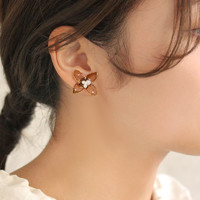 Osewaya 耳钉日系甜美多色花朵耳环珍珠立体小而美耳饰