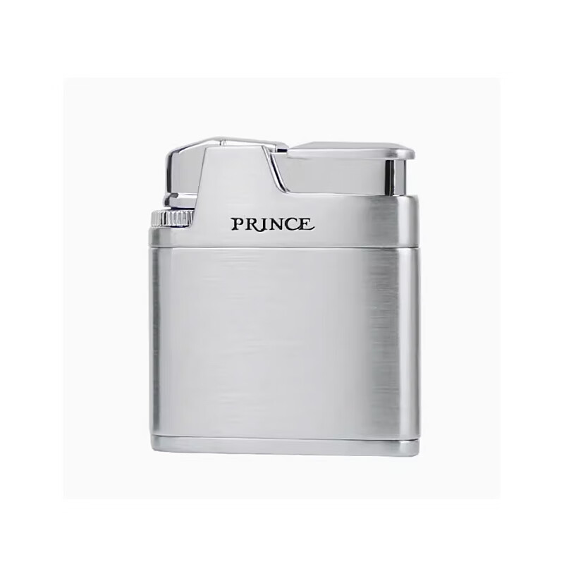 PRINCE王子复古砂轮充气打火机长续航金属时尚创意个性点烟男女通用PA61 银色拉丝 礼盒装PA61-3002