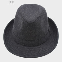 帽子春秋天毛呢礼帽帽子中老年人士爵士帽冬天老人帽绅士帽子 