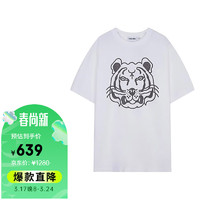 KENZO 凯卓 高田贤三 KENZO 22春夏 男士黑色T-Tiger印花短袖T恤 FC5 5TS201 4SA 99 XXL码 190/96A 白色 XL/185/92A