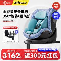 虎贝尔HBR虎贝尔X360pro儿童座椅婴儿车载0-3-12岁宝宝可坐躺汽车用 X360pro-幻彩条纹蓝
