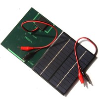 GUARCI 2W 12V多晶硅板 太阳能电池板 充电板 DIY太阳能滴胶板+老虎夹子 2W12V+夹子