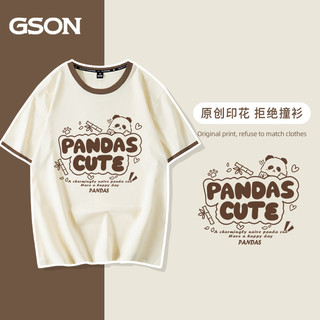 GSON 品牌短袖t恤女夏季2024新款爆款早春熊猫宽松纯棉设计感上衣