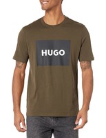 移动专享：HUGO BOSS HUGO 男式 Big Square 标志短袖 T 恤, Dark Army, 中号