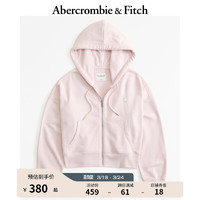 Abercrombie & Fitch 女装 24春小麋鹿休闲拉链外套毛圈布连帽卫衣 358698-1 浅粉色 XS (160/84A)