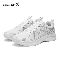 探拓（TECTOP）跑步鞋男款轻便透气跑鞋网面运动男鞋徒步鞋 男款纯净白/中国红 35