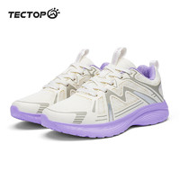 探拓（TECTOP）跑步鞋男款轻便透气跑鞋网面运动男鞋徒步鞋 女款米白/沉静紫 35