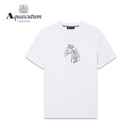 AQUASCUTUM/雅格狮丹春夏马图案男打底衫短袖t恤Q4970EM031 白/90 XXL