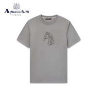 AQUASCUTUM/雅格狮丹春夏马图案男打底衫短袖t恤Q4970EM031 灰/95 M