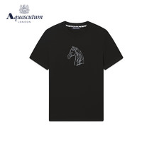 AQUASCUTUM/雅格狮丹春夏马图案男打底衫短袖t恤Q4970EM031 黑/99 XXL