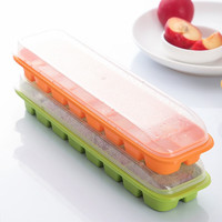 CHAHUA 茶花 密斯翻蓋冰塊盒冰塊模具冰球制冰格冰塊盒凍冰塊模具冰盒E08003 橙色+綠色