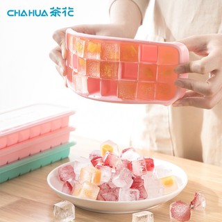 CHAHUA 茶花 冰棒模具冰棍模冰棒模型自制雪糕冰淇淋PP塑料模具 颜色随机 （24格）软款：带盖硅胶冰格