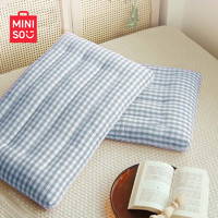 名创优品（MINISO）抑菌纤维枕头枕芯单只装 45×70cm 一对拍2 ✦抗菌低枕✦绿小格 已质检✅一只装