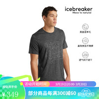 icebreaker美利奴羊毛Tech Lite II速干短袖T恤男户外跑步快干速干衣| 004/砂岩灰 L