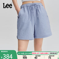 Lee24春季舒适泡泡纱松紧腰蓝色女休闲短裤LWB008209205-521 蓝色 XS