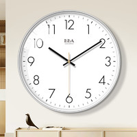 BBA挂钟客厅现代钟表挂墙家用卧室时钟挂表简约石英钟 12英寸太空银