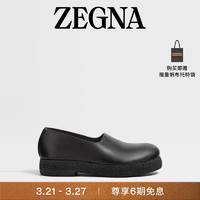 杰尼亚（Zegna）春季黑色皮革乐福鞋LHNAX-A5891Z-NER-6