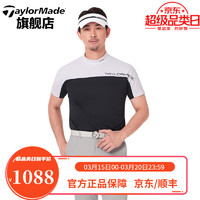 Taylormade泰勒梅高尔夫T恤2024服装夏季Block男士圆领休闲舒适户外短袖 M19503 黑色 L