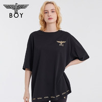 BOY LONDON 秋季男女同款翅膀权杖刺绣黑色潮牌短袖T恤N01025 黑色 S