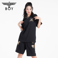 BOY LONDON 短袖男女同款夏季圆领翅膀烫金潮流T恤N01021 黑色 XS