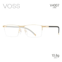 VOSS 芙丝 日本进口轻盈生物钛方形全框商务舒适眼镜框V4007 C01金色